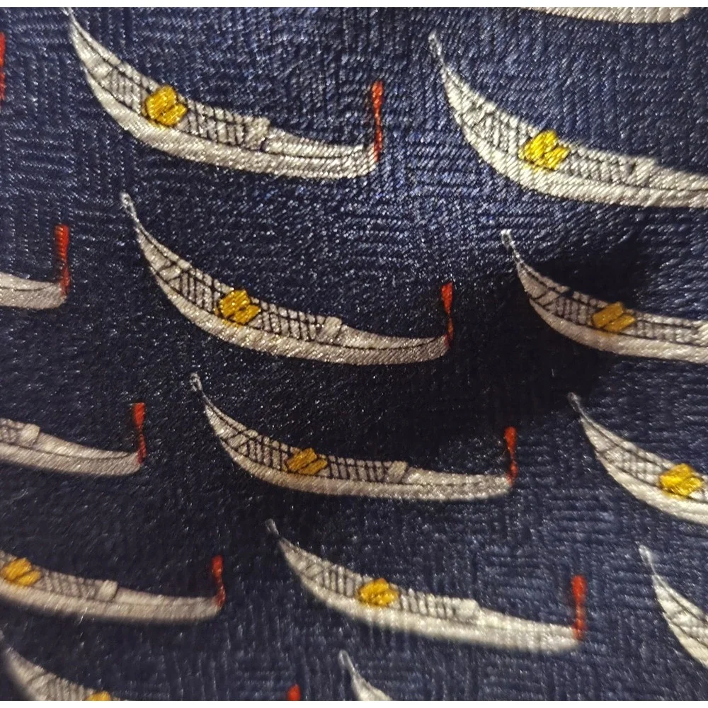 Fabris Venezia Mens Italian Necktie‎ 100% Silk Gondola Blue